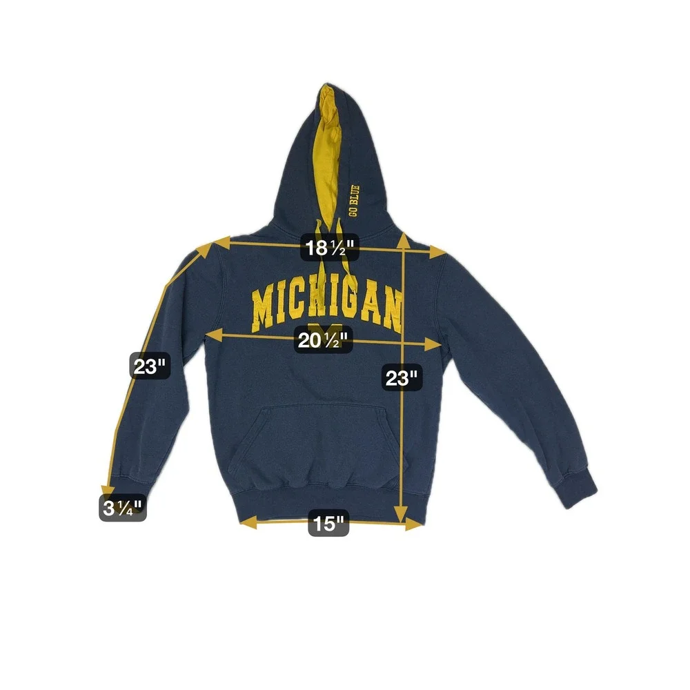 Stadium‎ Athletics Michigan Wolverines Navy Blue Yellow Hoodie Sweatshirt Size S